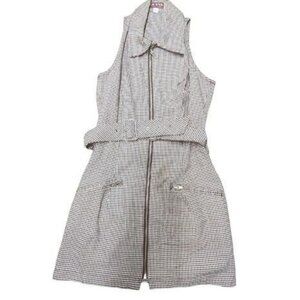 Guess Jeans USA Girls Chevron Jumper Dress White Brown/Blue Plaid Girls Size 3